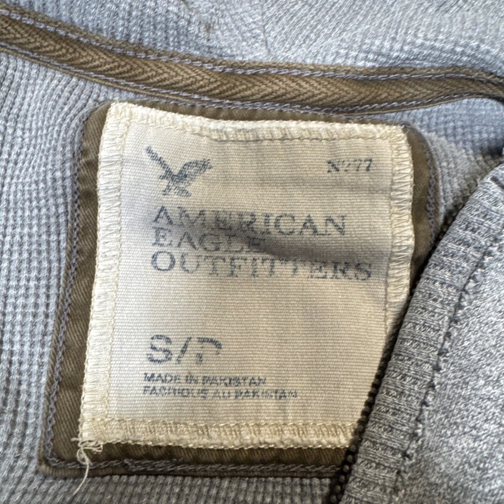 Y2K Vintage American Eagle Outfitters Mens Small Gray Full Zip Hoodie Sweatshirt - Picture 2 of 13